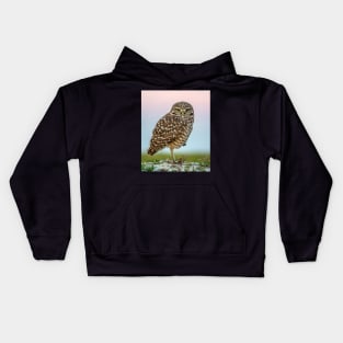 Burrowing Owl at Dusk Kids Hoodie